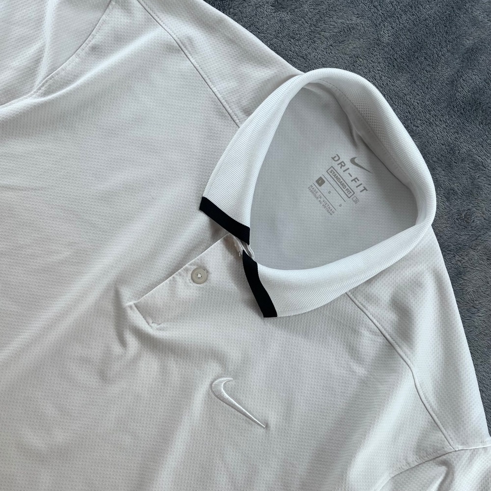 Nike Dri-FIT Golf Polo‎ Mens Large White Short Sleeve BV0472-100 Standard Fit